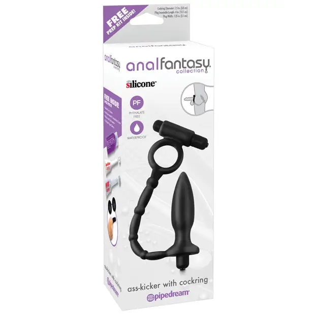 Anal Fantasy Collection Ass Kicker w/Cockring - Black - Anal Products