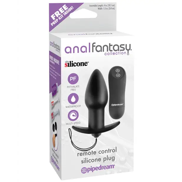 Anal Fantasy Collection Remote Control Silicone Plug - Black - Anal Products