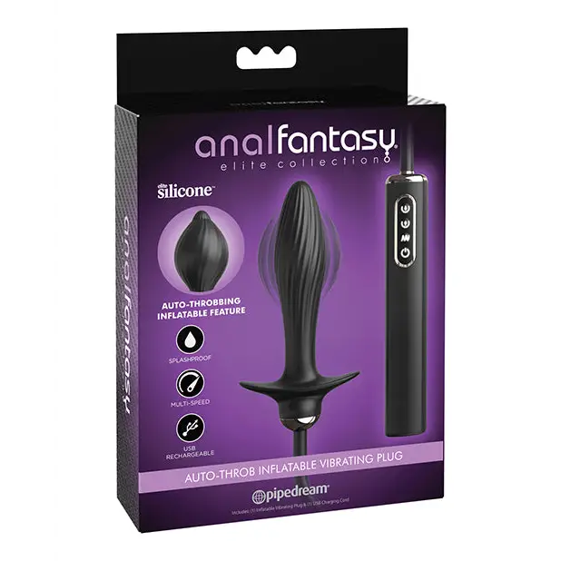 Anal Fantasy Elite Collection Auto Throb Inflatable Vibrating Plug - Black - Anal Products