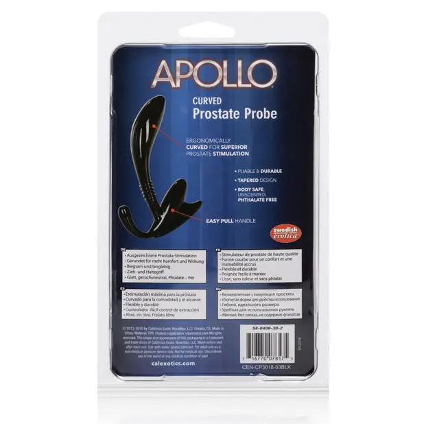 Apollo Curved Prostate Probe - Black - Anal Products