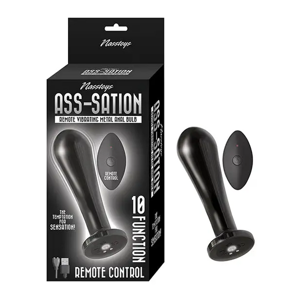 Ass-sation Remote Vibrating Metal Anal Bulb - Black - Anal Products