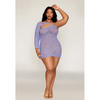 Asymmetrical One Shoulder Seamless Lace Chemise - Lavender QN - Lingerie - Plus/Queen - Packaged