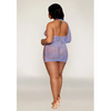 Asymmetrical One Shoulder Seamless Lace Chemise - Lavender QN - Lingerie - Plus/Queen - Packaged