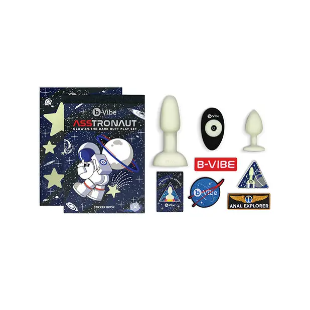 b-Vibe Asstronaut Butt Play Set - Glow in the Dark - Anal Products