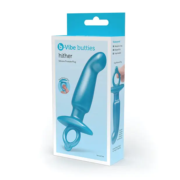 b-Vibe Butties Hither Tapered Prostate Plug - Blue - Anal Products