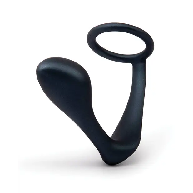 b-Vibe Butties Ringer Cock Ring & Prostate Plug - Black - Anal Products