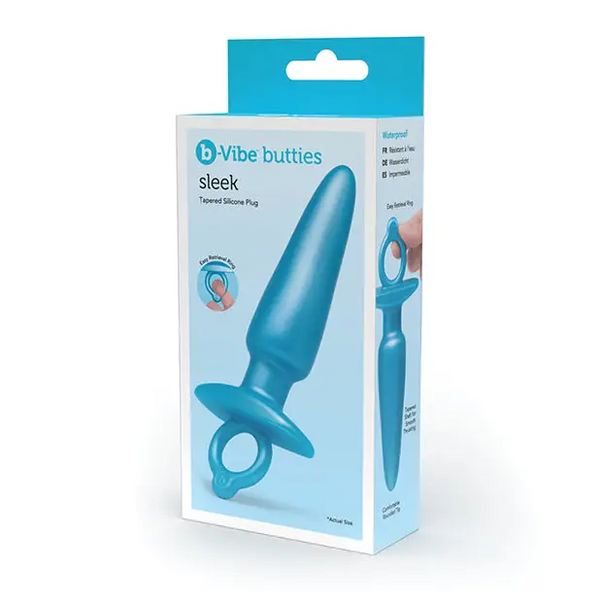 b-Vibe Butties Sleek Tapered Plug - Blue - Anal Products