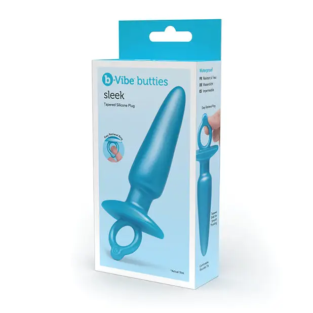 b-Vibe Butties Sleek Tapered Plug - Blue - Anal Products