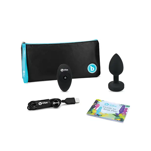 b-Vibe Remote Control Vibrating Jewel Plug (M/L) - Black - Anal Products