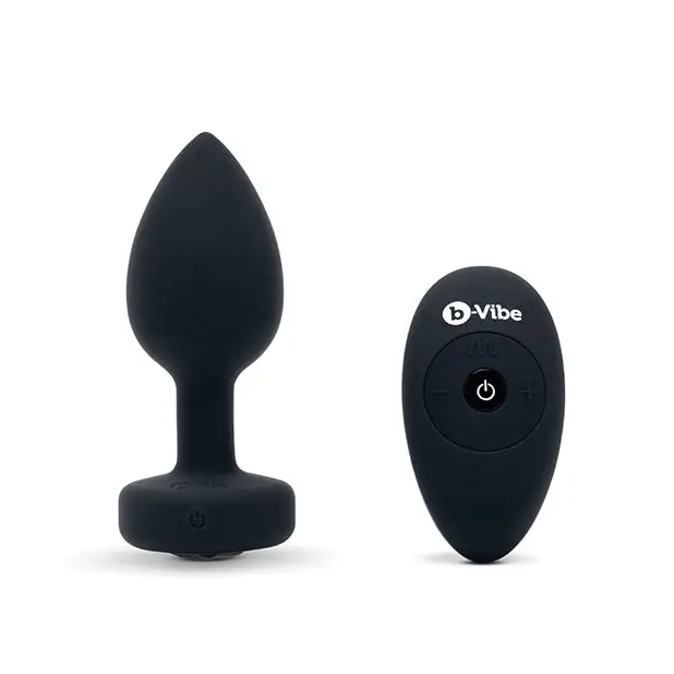 b-Vibe Remote Control Vibrating Jewel Plug (M/L) - Black - Anal Products