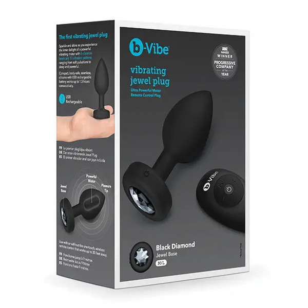 b-Vibe Remote Control Vibrating Jewel Plug (M/L) - Black - Anal Products