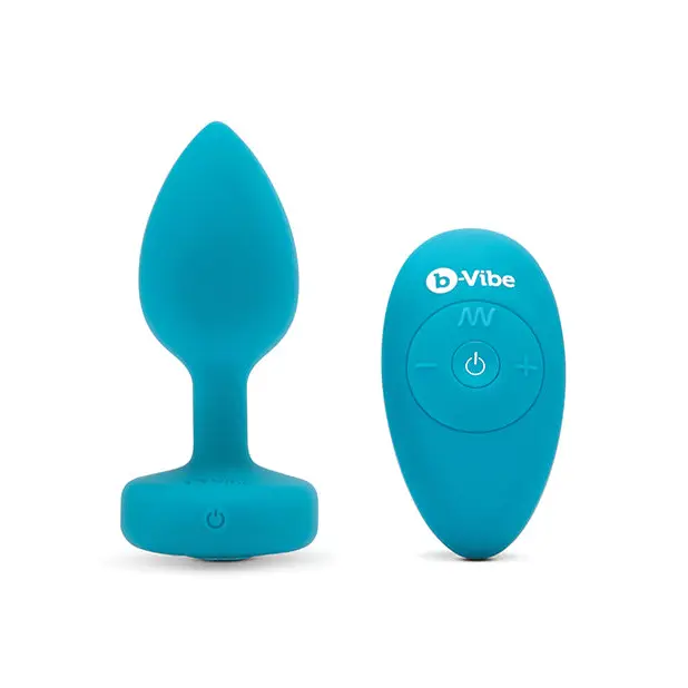 b-Vibe Remote Control Vibrating Jewel Plug (S/M) - Teal - Anal Products