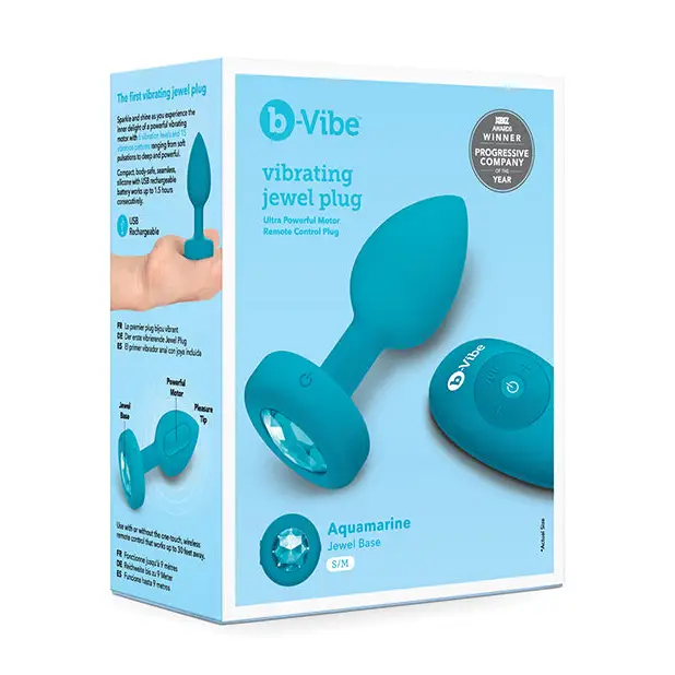 b-Vibe Remote Control Vibrating Jewel Plug (S/M) - Teal - Anal Products