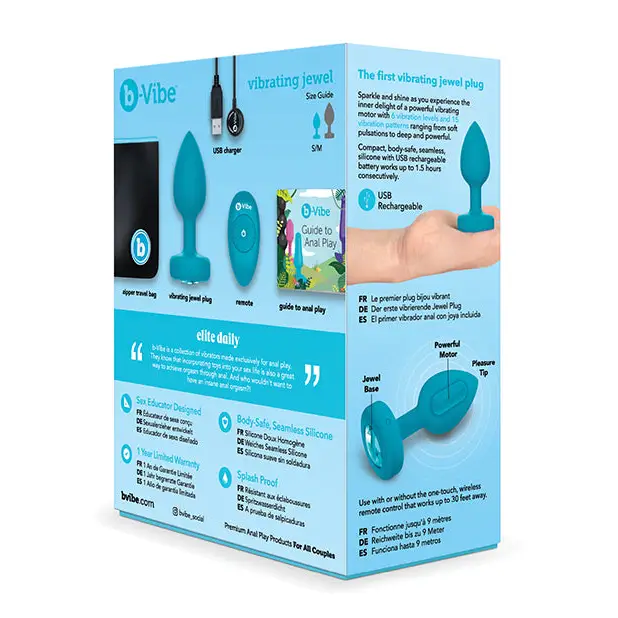 b-Vibe Remote Control Vibrating Jewel Plug (S/M) - Teal - Anal Products