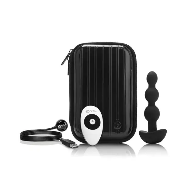 b-Vibe Remote Triplet Anal Beads - Black - Anal Products