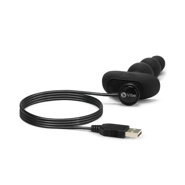 b-Vibe Remote Triplet Anal Beads - Black - Anal Products