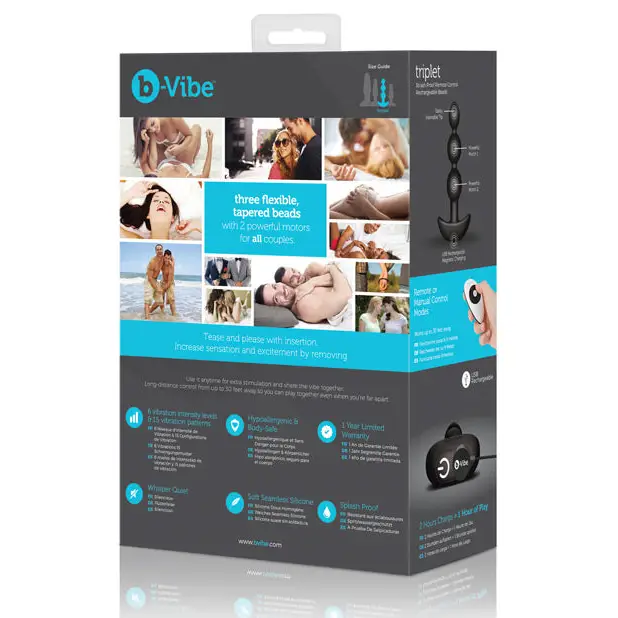 b-Vibe Remote Triplet Anal Beads - Black - Anal Products