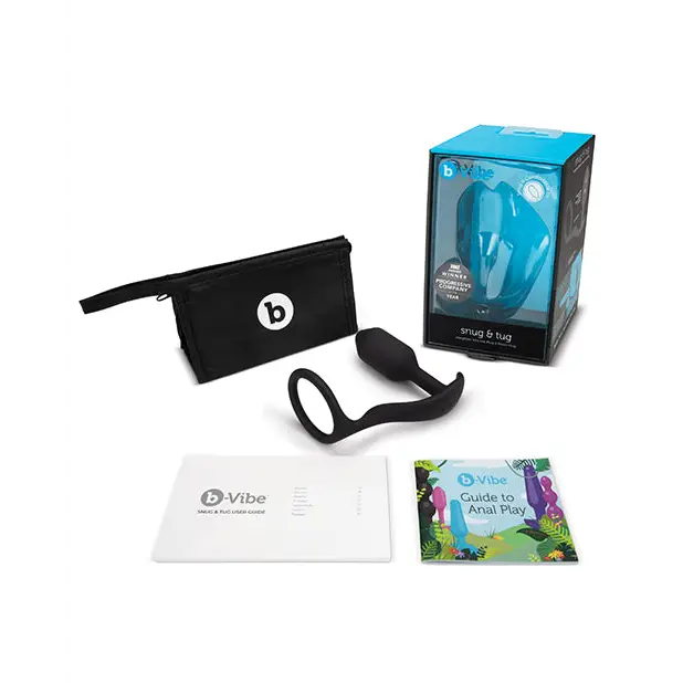 b-Vibe Snug & Tug Weighted Silicone & Penis Ring - 128 g Black - Anal Products
