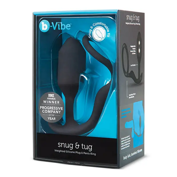 b-Vibe Snug & Tug Weighted Silicone & Penis Ring - 128 g Black - Anal Products