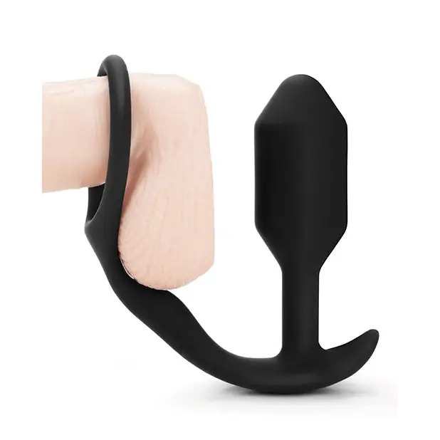 b-Vibe Snug & Tug Weighted Silicone & Penis Ring - 128 g Black - Anal Products
