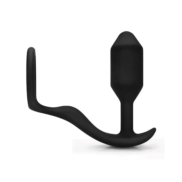 b-Vibe Snug & Tug Weighted Silicone & Penis Ring - 128 g Black - Anal Products