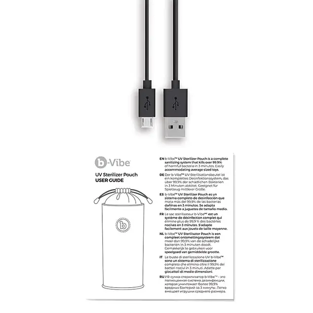 b-Vibe UV Sterilizer Pouch w/USB Cord - Black - Storage Cases & Bags