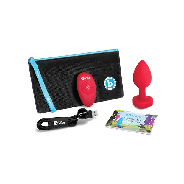 b-Vibe Vibrating Heart Plug M/L - Red - Anal Products