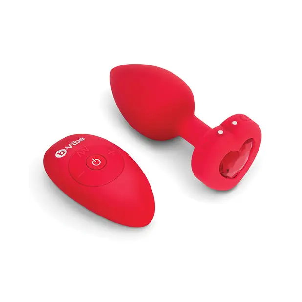 b-Vibe Vibrating Heart Plug M/L - Red - Anal Products