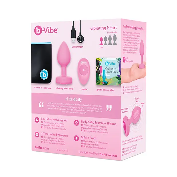 b-Vibe Vibrating Heart Plug S/M - Pink - Anal Products