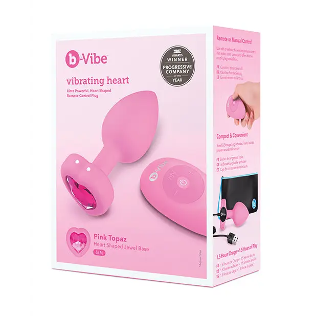 b-Vibe Vibrating Heart Plug S/M - Pink - Anal Products