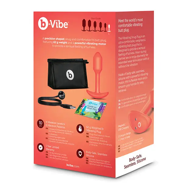 b-Vibe Vibrating Snug Plug - Small Orange - Anal Products