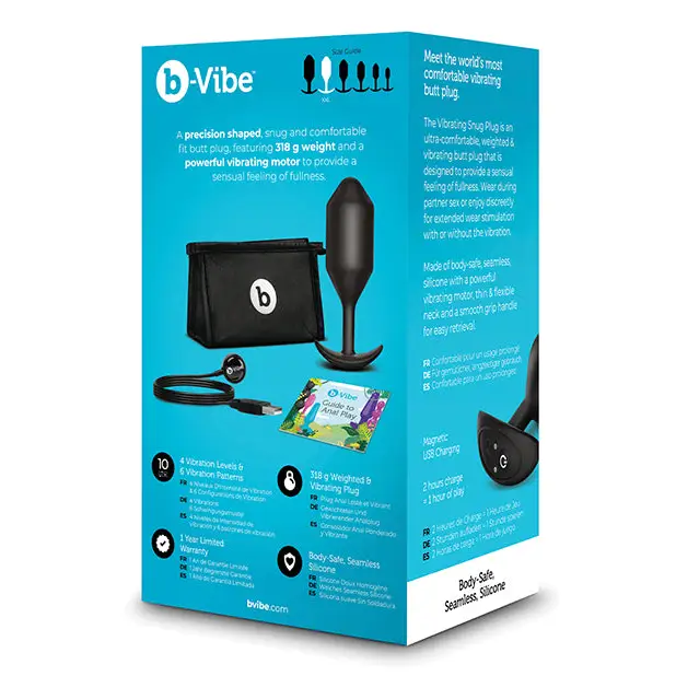 b-Vibe Vibrating Snug Plug - XXLarge Black - Anal Products