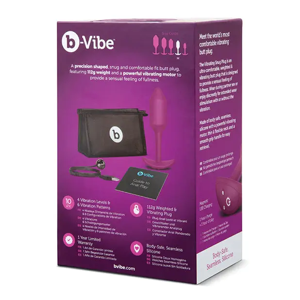 b-Vibe Vibrating Weighted Snug Plug M - 112 g Rose - Anal Products