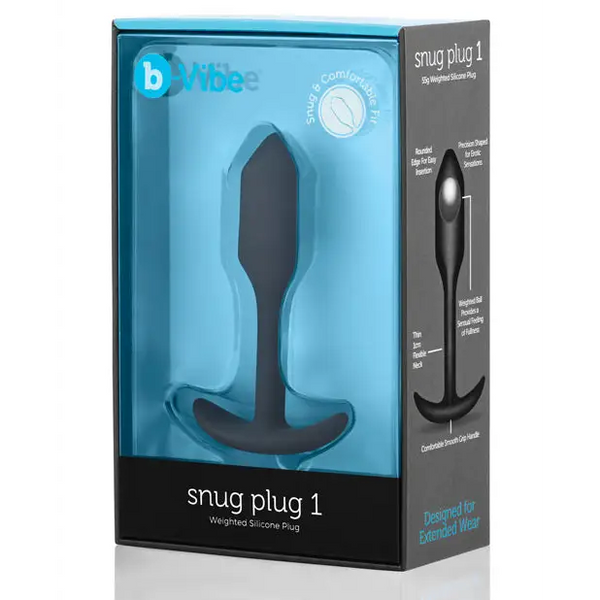 b-Vibe Weighted Snug Plug 1 - 55 g Black - Anal Products