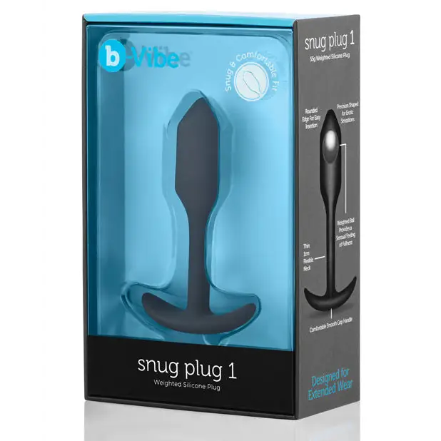 b-Vibe Weighted Snug Plug 1 - 55 g Black - Anal Products
