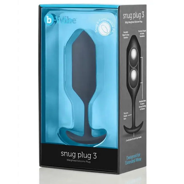 b-Vibe Weighted Snug Plug 3 - 180 g Black - Anal Products