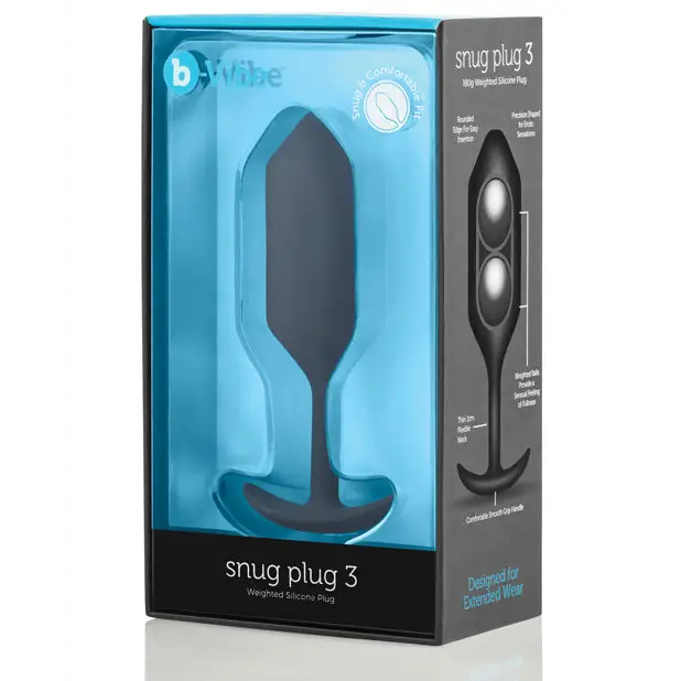 b-Vibe Weighted Snug Plug 3 - 180 g Black - Anal Products