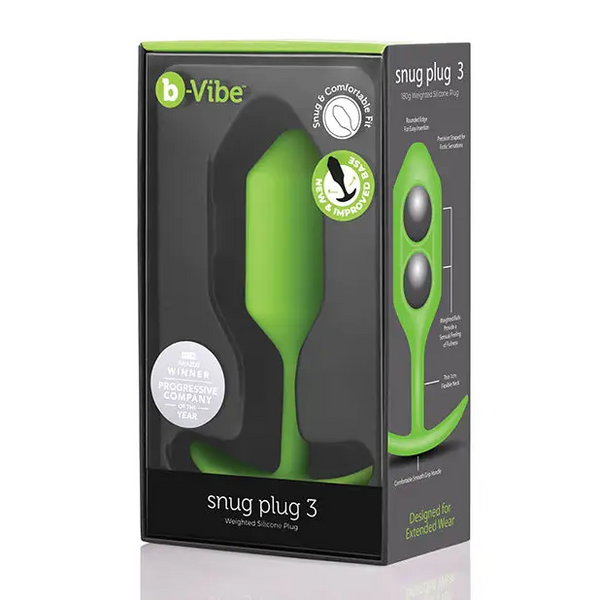 b-Vibe Weighted Snug Plug 3 - 180 g Lime - Anal Products