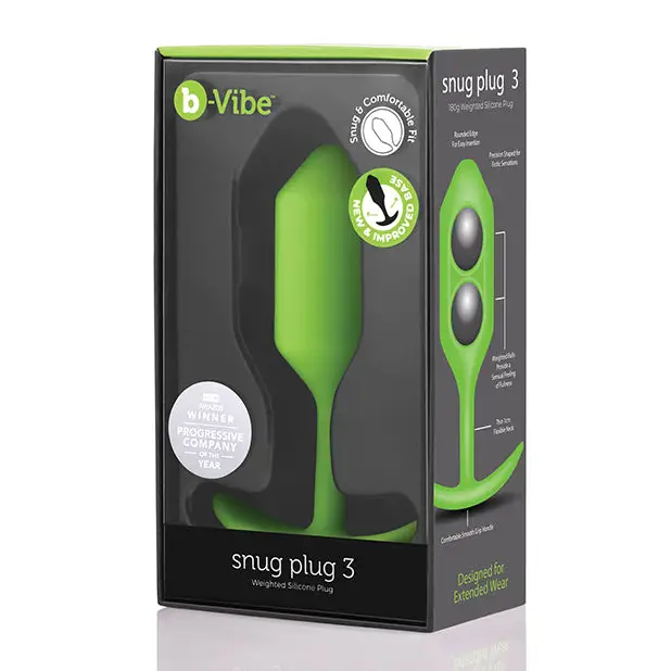 b-Vibe Weighted Snug Plug 3 - 180 g Lime - Anal Products