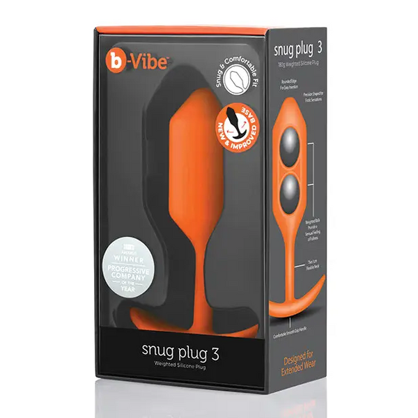 b-Vibe Weighted Snug Plug 3 - 180 g Orange - Anal Products