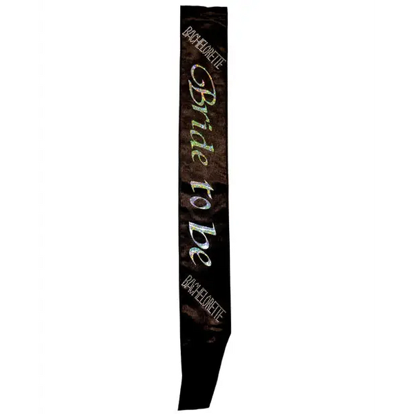 Bachelorette Bride To Be Non Flashing Sash - Black - Bachelorette & Party Supplies