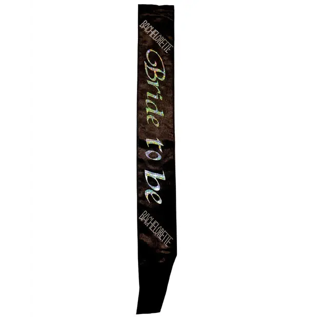 Bachelorette Bride To Be Non Flashing Sash - Black - Bachelorette & Party Supplies