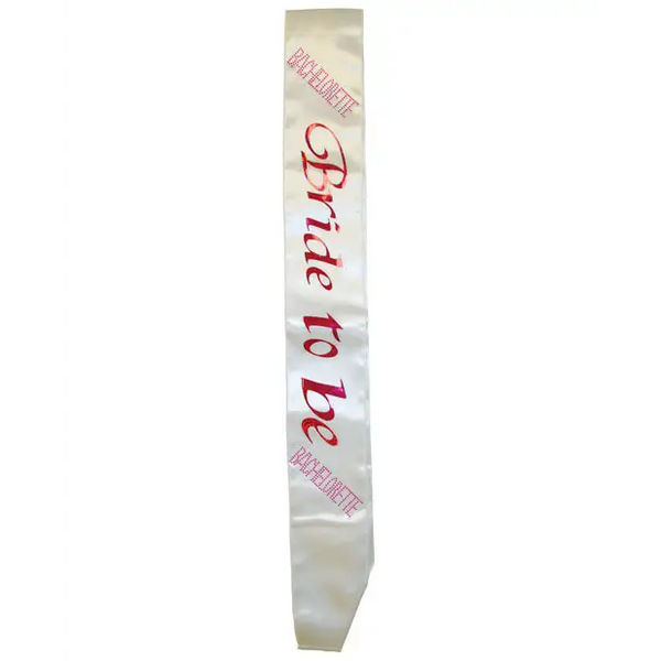 Bachelorette Bride To Be Non Flashing Sash - White - Bachelorette & Party Supplies