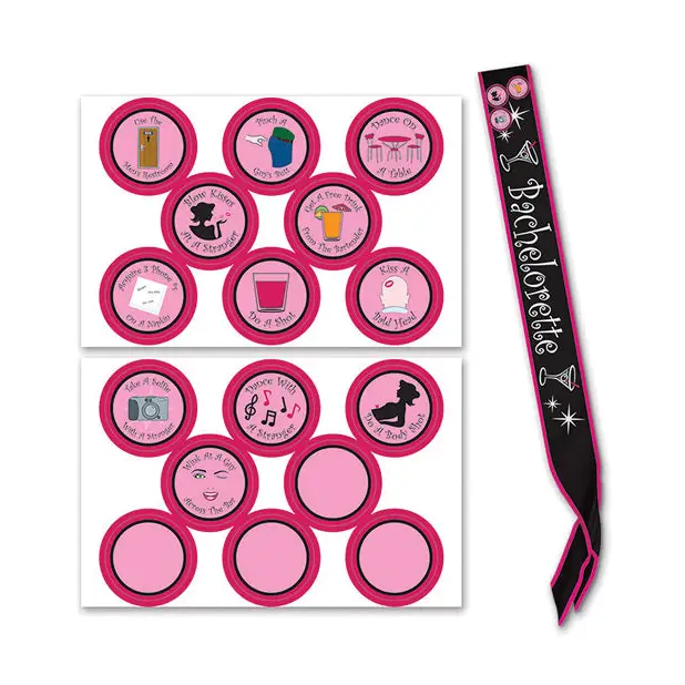 Bachelorette Sash w/Stick On Badges - Bachelorette & Party Supplies
