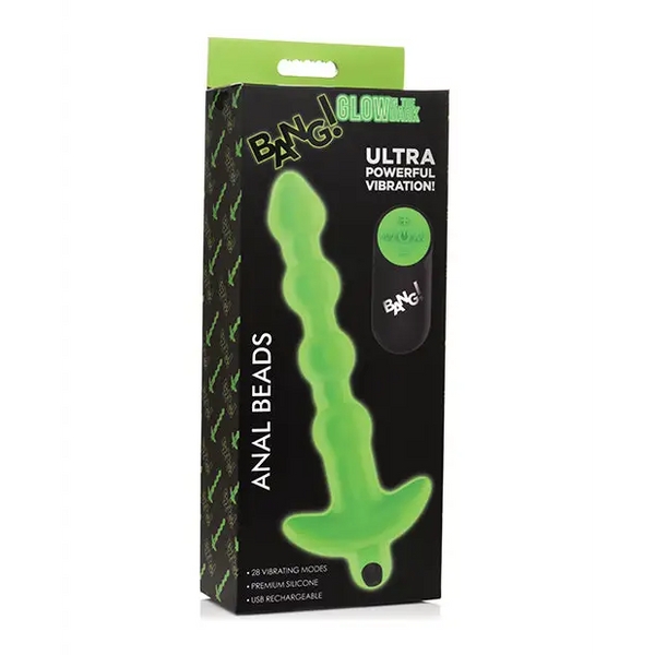 Bang! Glow in the Dark 28X Remote Controlled Anal Beads - Anal Products