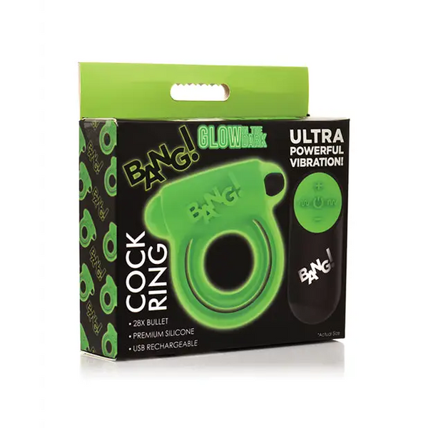 Bang! Glow in the Dark 28X Remote Controlled Cock Ring - Penis Enhancement