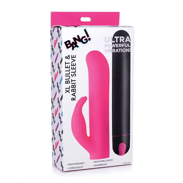 Bang! XL Bullet & Rabbit Silicone Sleeve - Pink - Vibrators