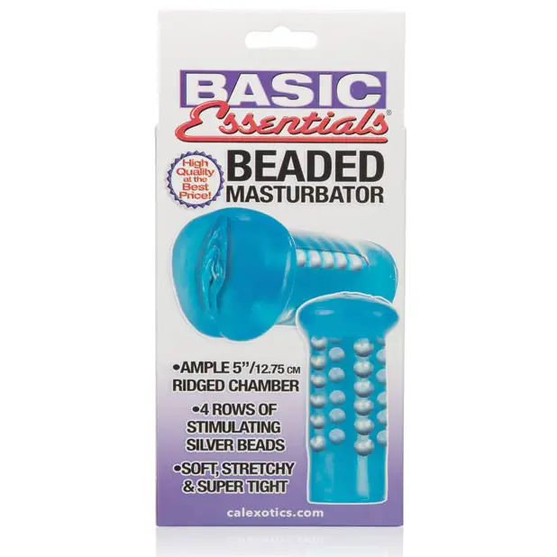 Basic Essentials Beaded Masturbator - Blue - Dolls & Masturbators
