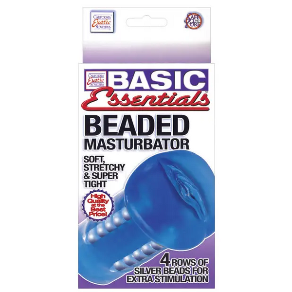 Basic Essentials Beaded Masturbator - Blue - Dolls & Masturbators