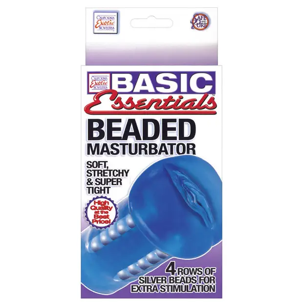 Basic Essentials Beaded Masturbator - Blue - Dolls & Masturbators